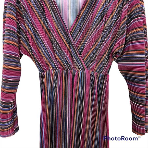 Anthropologie x CAARA Gillian Pleated Midi Burgundy Striped Dress Small New - Picture 6 of 11